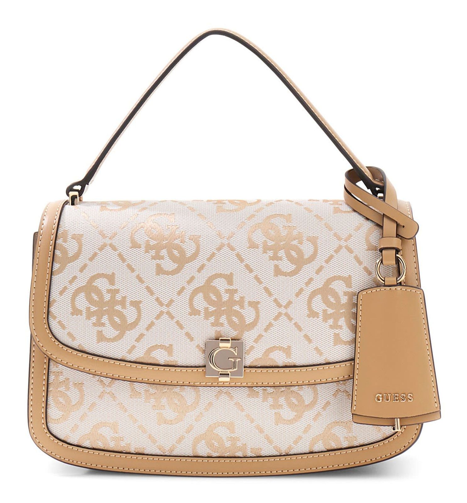 GUESS Audrey Logo Convertible Xbody Flap Beige Logo GUESS Audrey Logo Convertible Xbody Flap Beige Logo