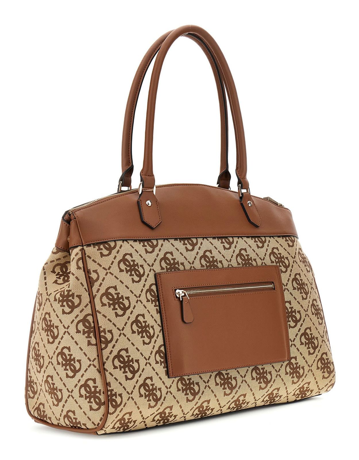 GUESS Audrey Logo Deluxe Dome Tote Cognac Logo GUESS Audrey Logo Deluxe Dome Tote Cognac Logo