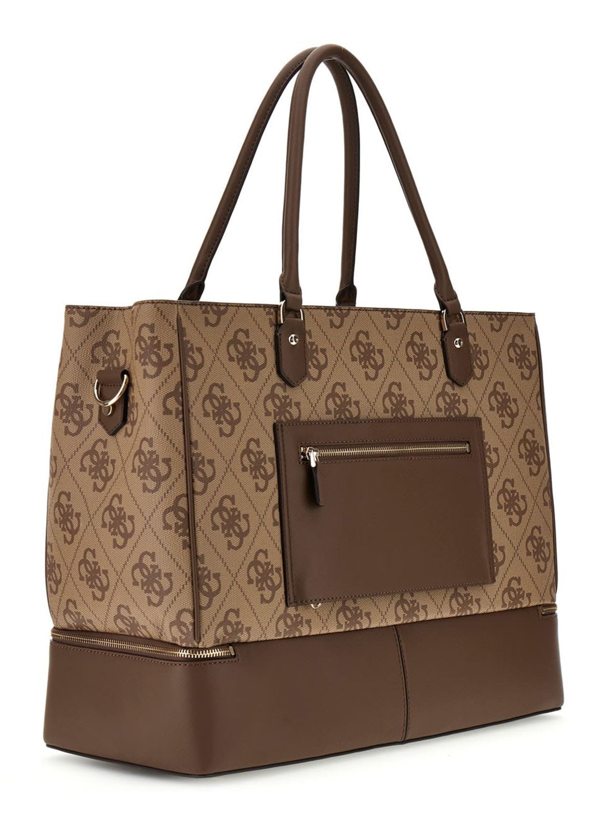 GUESS Zip Bottom Tote Latte Logo / Brown GUESS Zip Bottom Tote Latte Logo / Brown