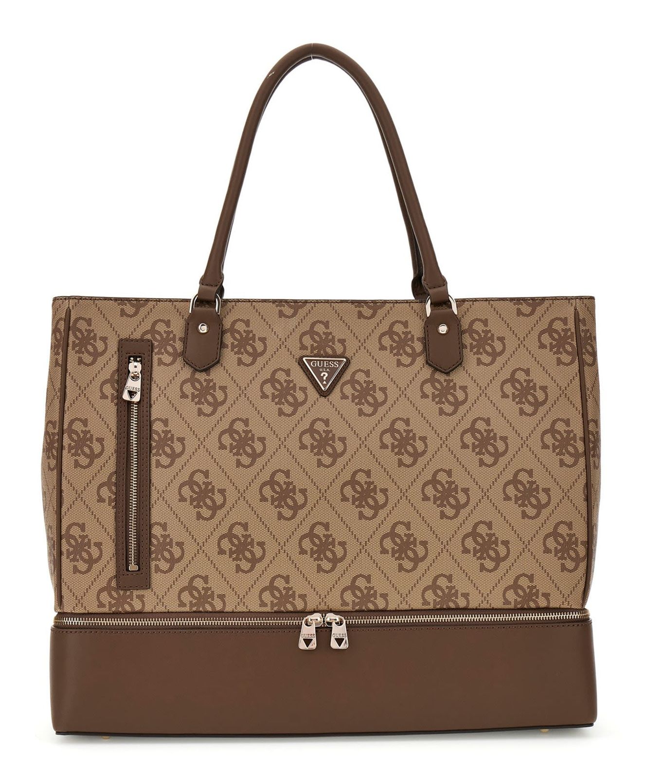 GUESS Zip Bottom Tote Latte Logo / Brown