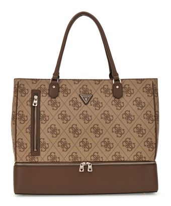 GUESS Zip Bottom Tote Latte Logo / Brown GUESS Zip Bottom Tote Latte Logo / Brown