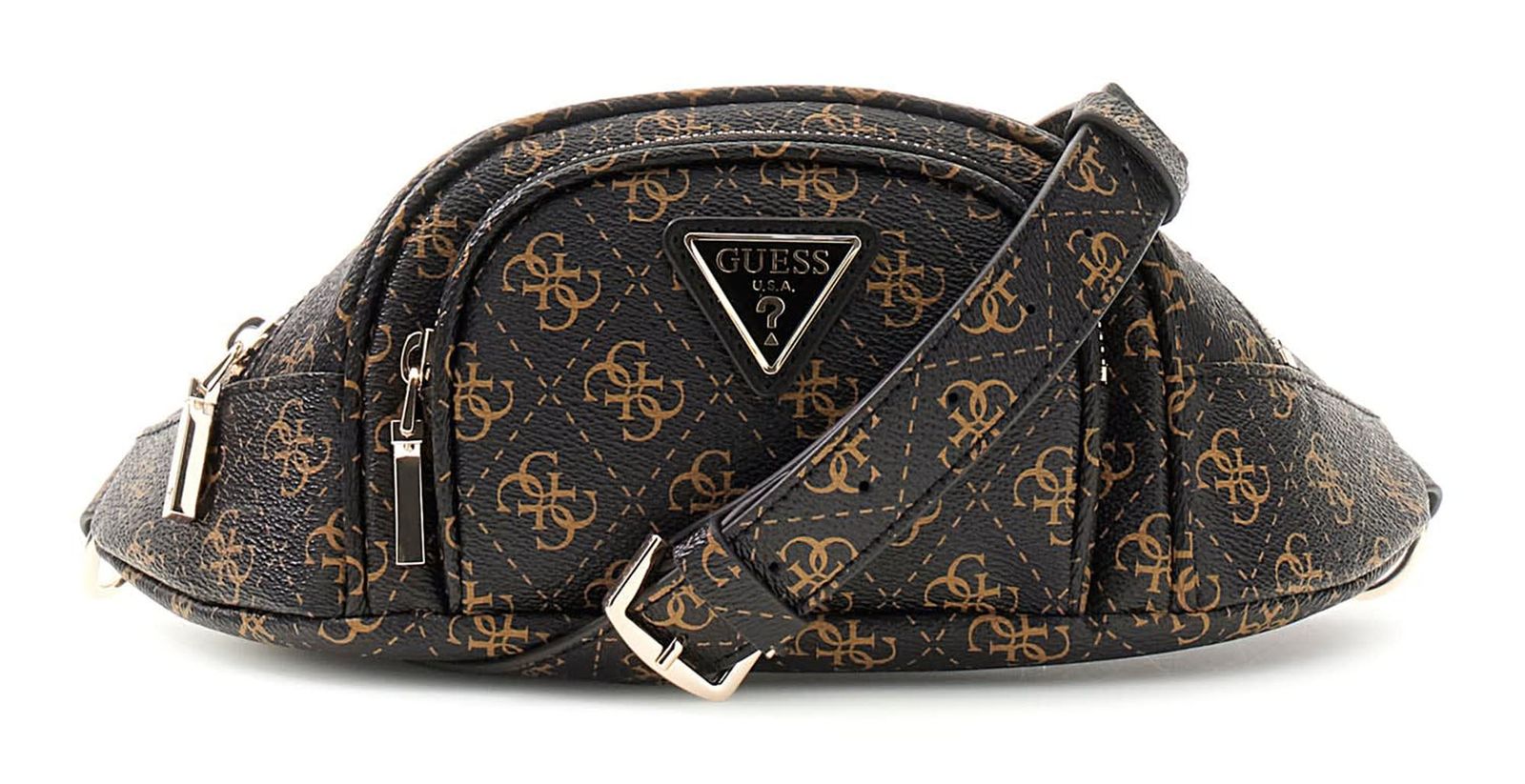 GUESS Latona Belt Bag Brown Logo / Black
