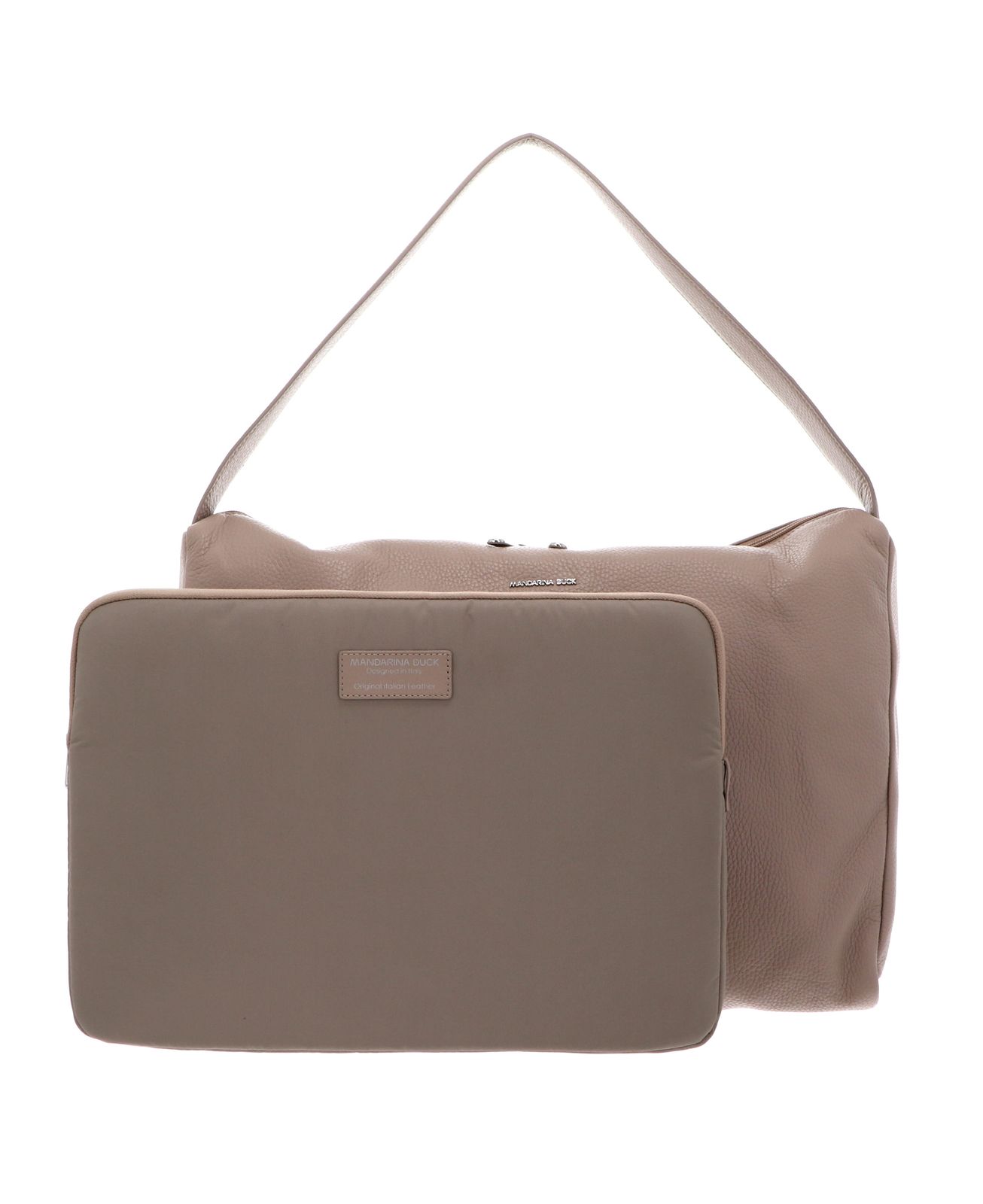 MANDARINA DUCK Mellow Leather Hobo Bag Warm Taupe