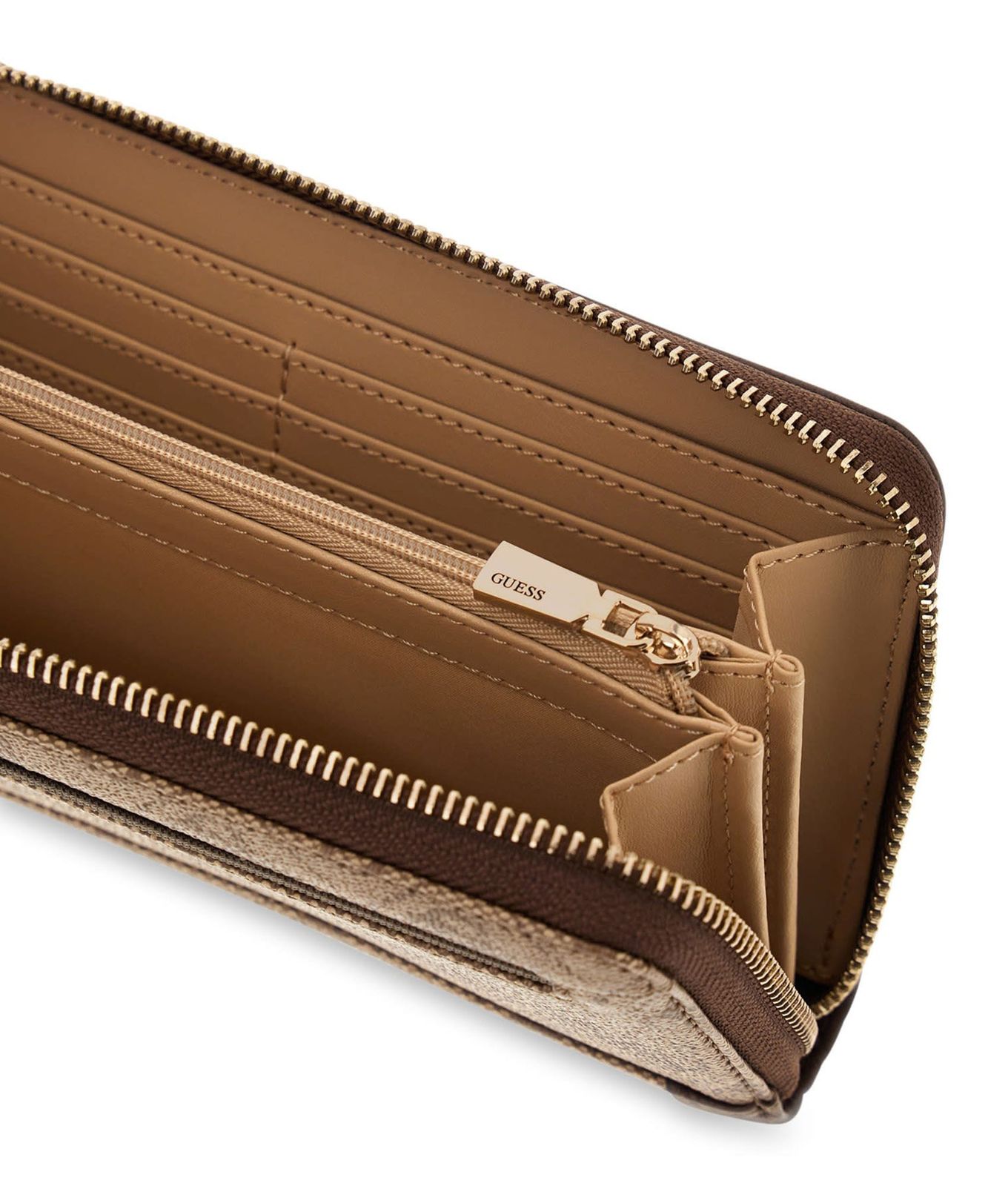 GUESS Lindsey SLG Zip Around Wallet L Latte Logo GUESS Lindsey SLG Zip Around Wallet L Latte Logo