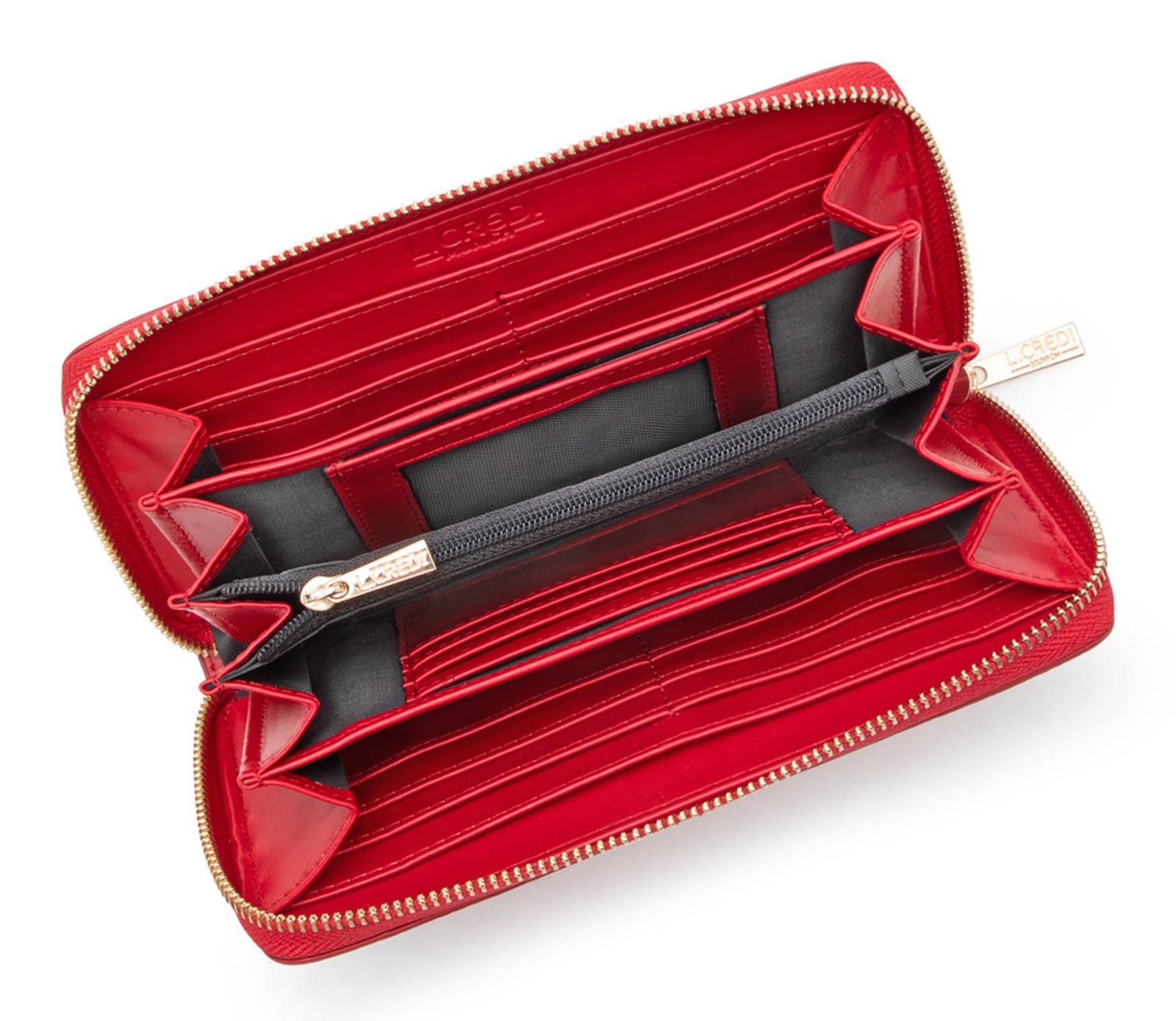 L.CREDI Perla Zip Around Wallet Red L.CREDI Perla Zip Around Wallet Red
