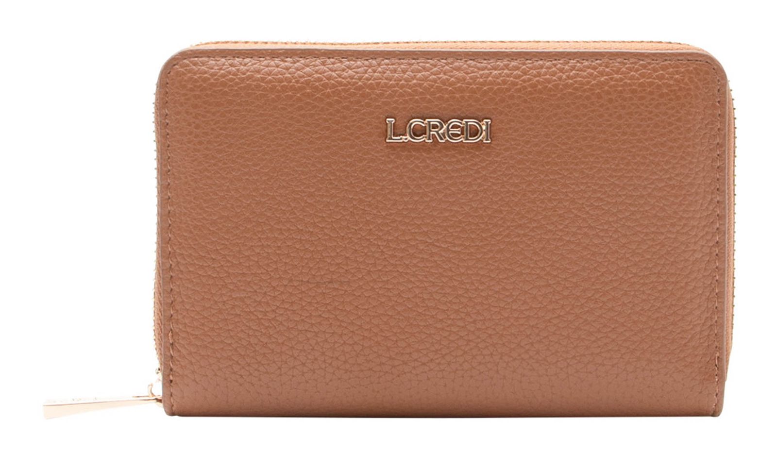 L.CREDI Perla Zip Around Wallet S Cognac