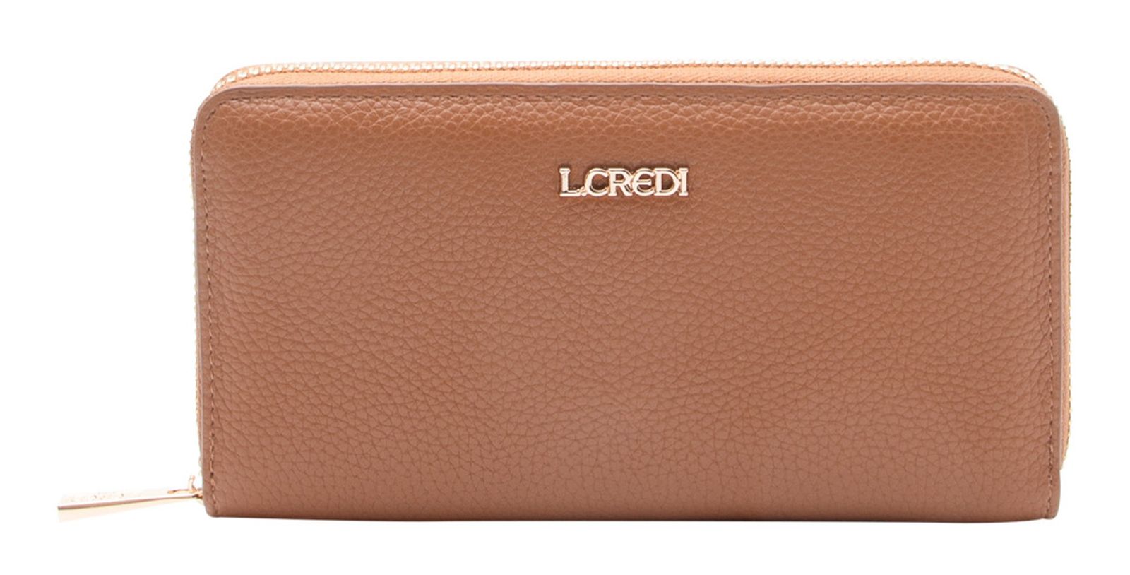 L.CREDI Perla Zip Around Wallet Cognac