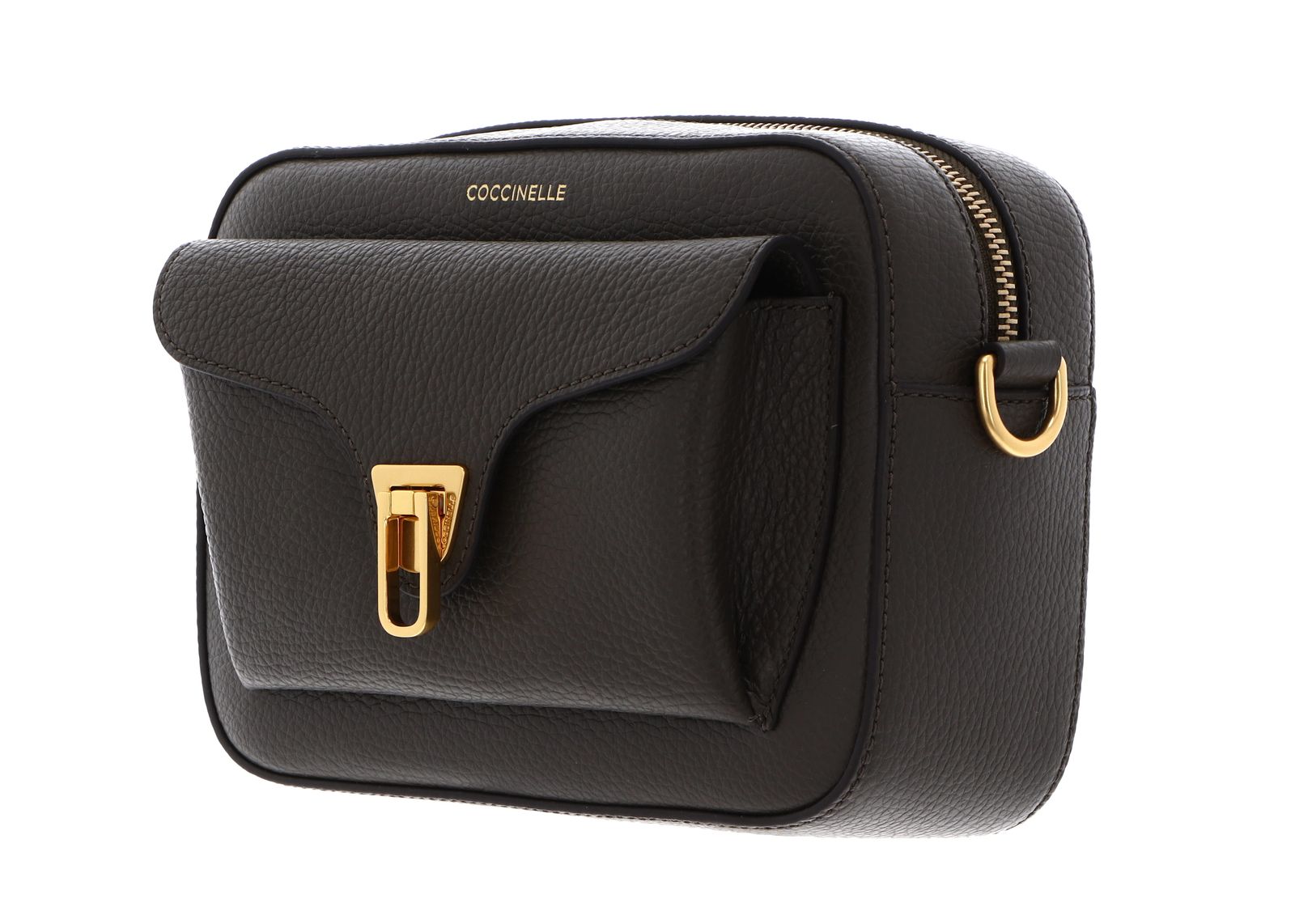 COCCINELLE Beat Soft Ribb Crossbody Bag Grained Leather Fango COCCINELLE Beat Soft Ribb Crossbody Bag Grained Leather Fango