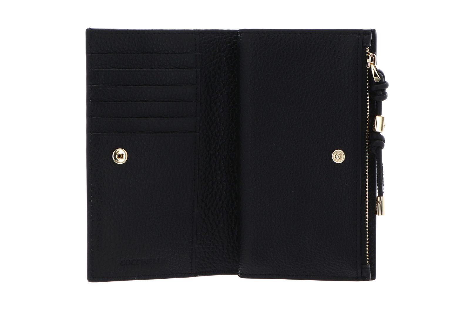 COCCINELLE Pansy Wallet Grained Leather Noir COCCINELLE Pansy Wallet Grained Leather Noir
