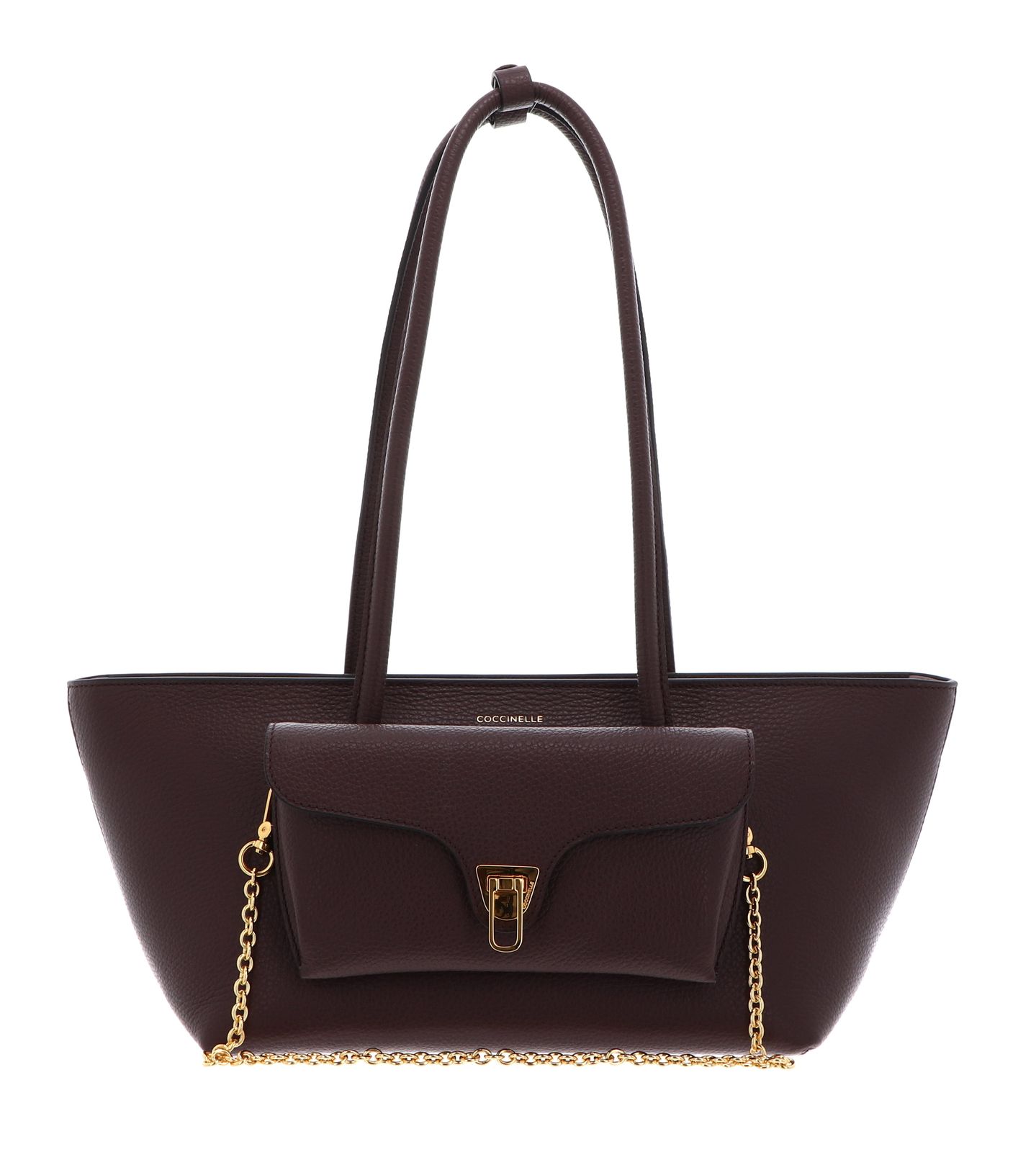 COCCINELLE Double Beat Grained Leather Handbag Berry