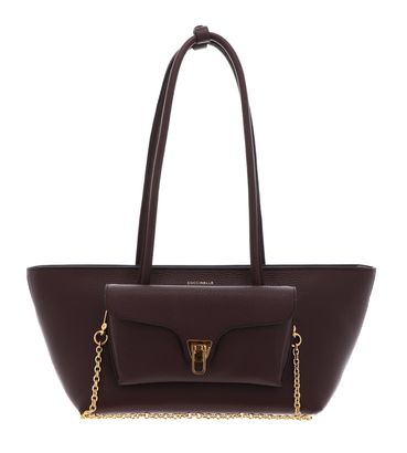 COCCINELLE Double Beat Grained Leather Handbag Berry