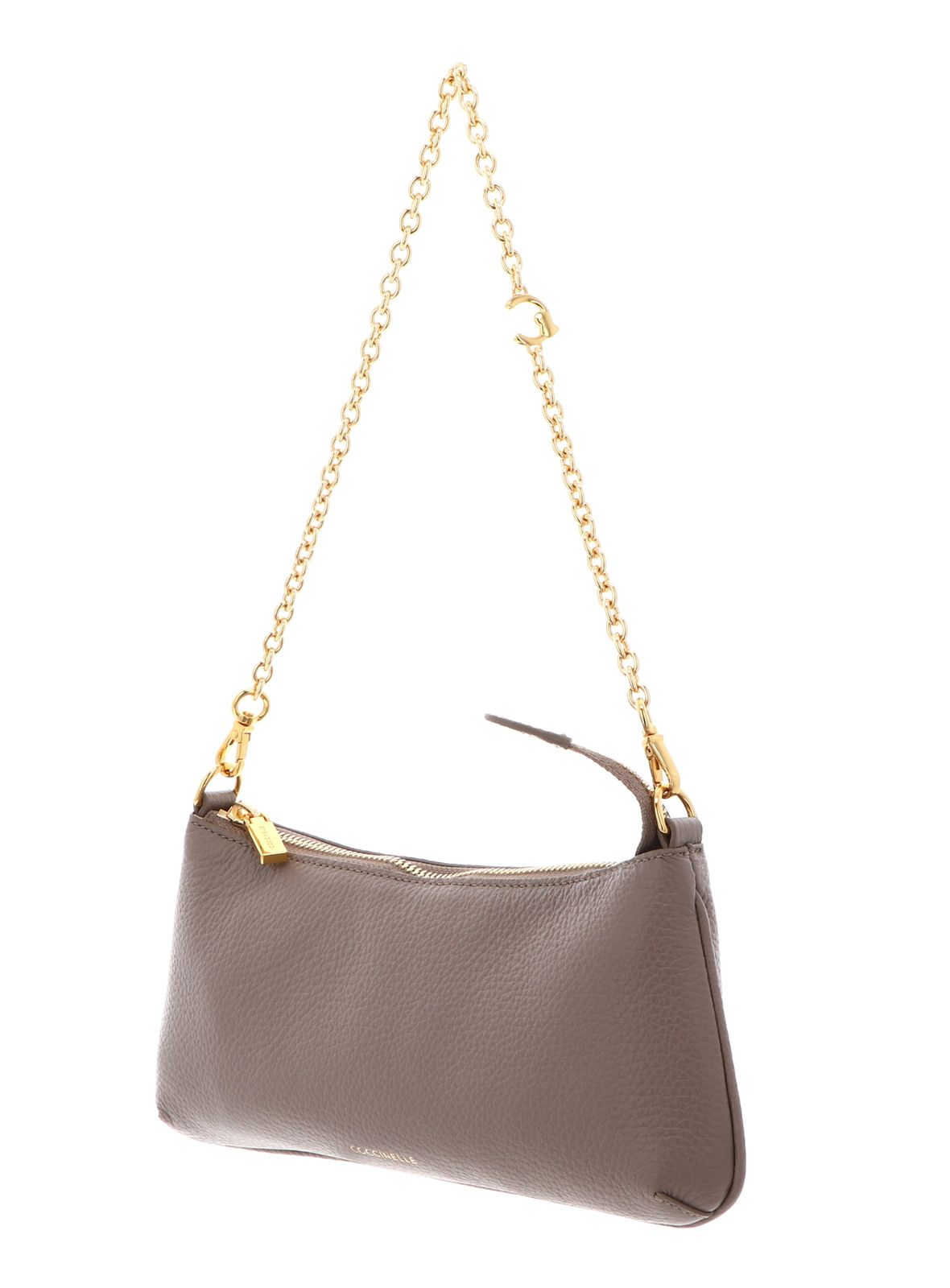COCCINELLE C-Me Chain Mini Bag Grained Leather Warm Taupe COCCINELLE C-Me Chain Mini Bag Grained Leather Warm Taupe