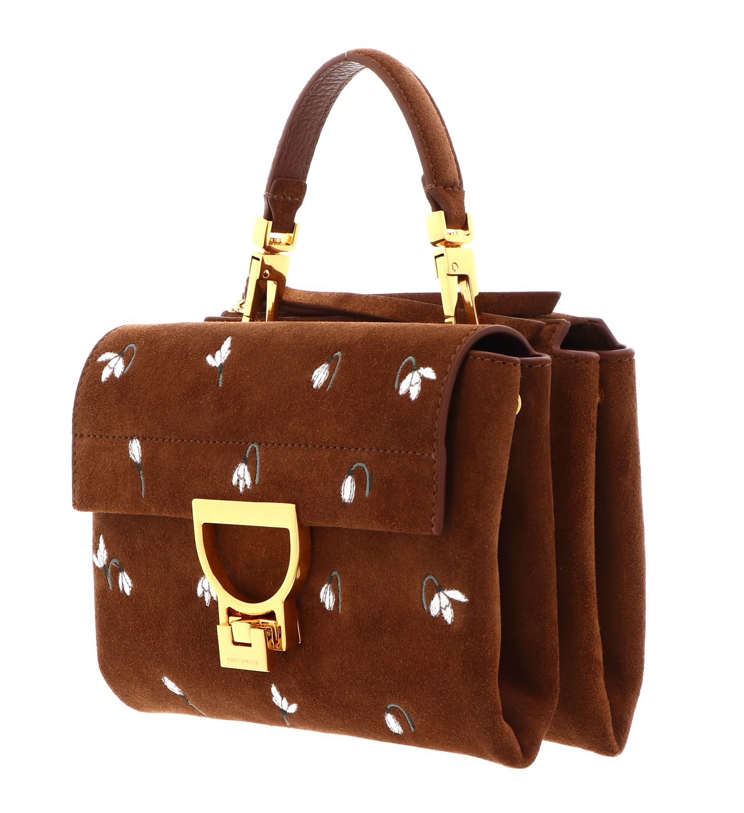 COCCINELLE Arlettis Snowdrop Handbag Suede Emb. /Gra.Leather Cognac / Cognac COCCINELLE Arlettis Snowdrop Handbag Suede Emb. /Gra.Leather Cognac / Cognac