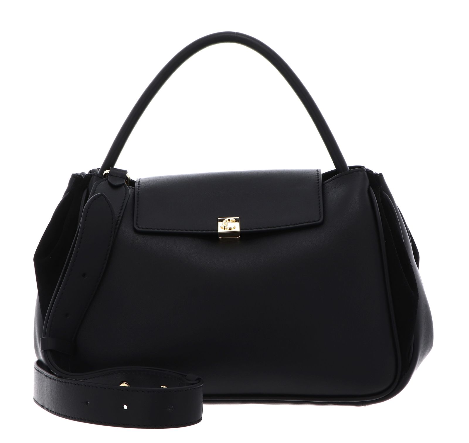 COCCINELLE Pansy Smooth Leather / Suede Leather Handbag S Noir / Noir