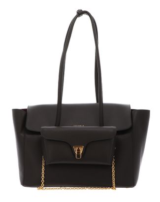 COCCINELLE Double Beat Grained Leather Handbag Fango