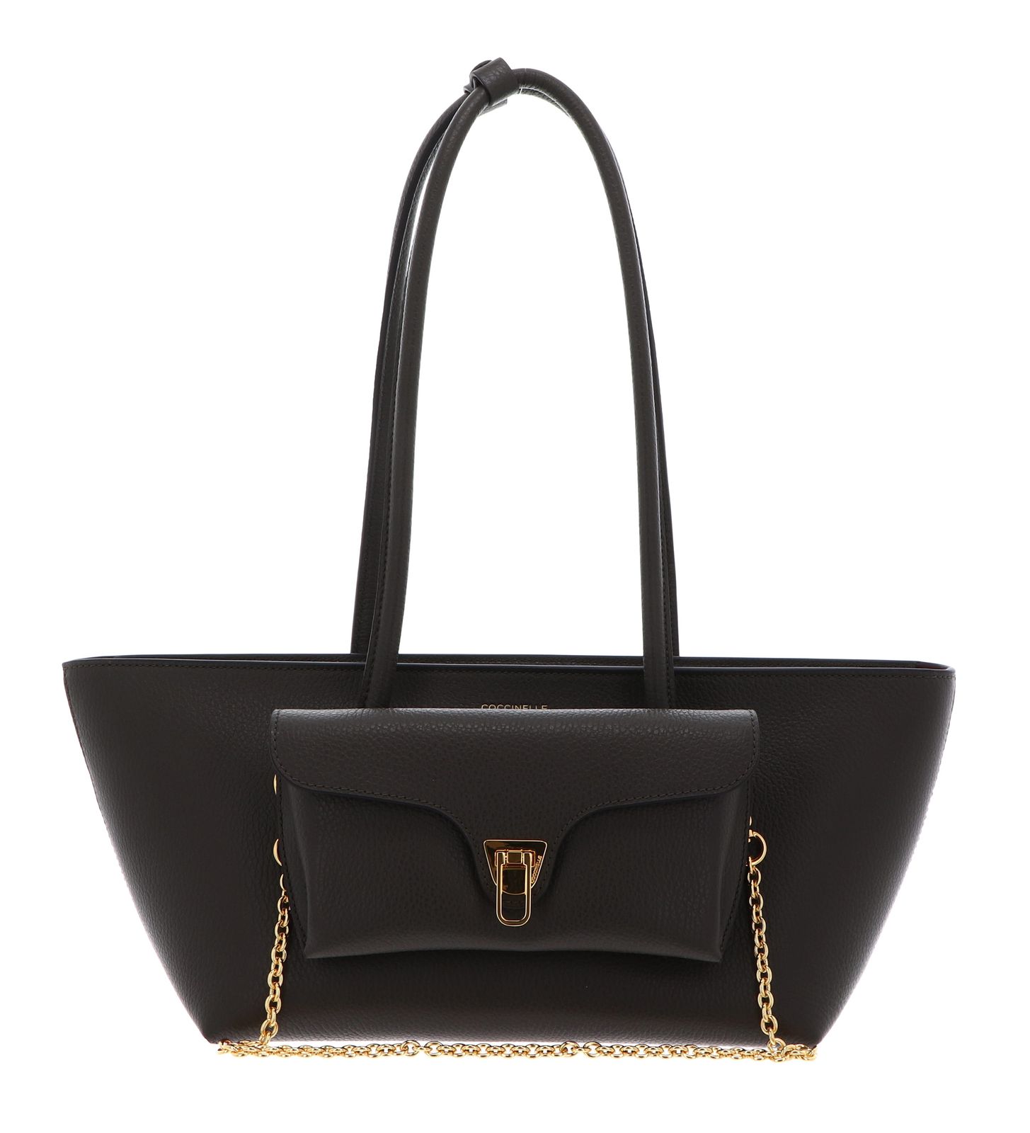 COCCINELLE Double Beat Grained Leather Handbag Fango