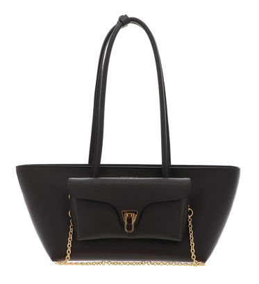 COCCINELLE Double Beat Grained Leather Handbag Fango COCCINELLE Double Beat Grained Leather Handbag Fango