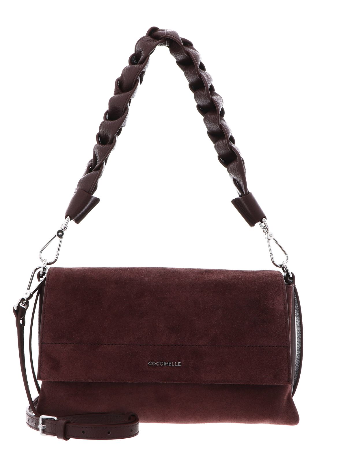 COCCINELLE Boheme Shoulder Bag Suede Leather / Grained Lea. Berry / Berry
