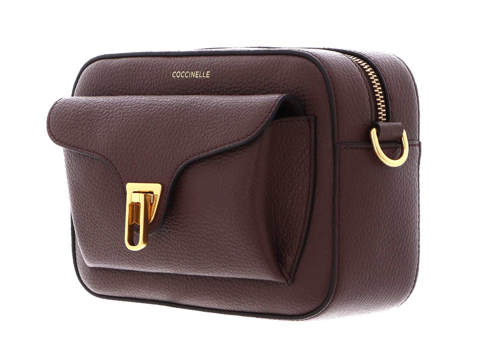 COCCINELLE Beat Soft Ribb Crossbody Bag Grained Leather Berry COCCINELLE Beat Soft Ribb Crossbody Bag Grained Leather Berry