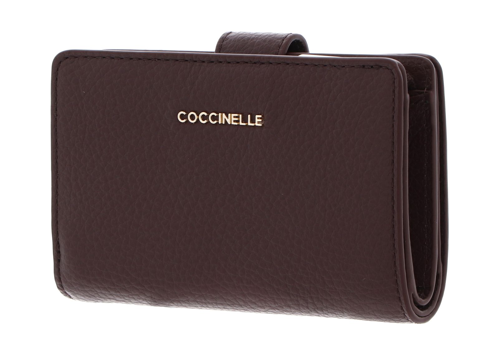 COCCINELLE Metallic Soft Mini Wallet Grained Leather Berry