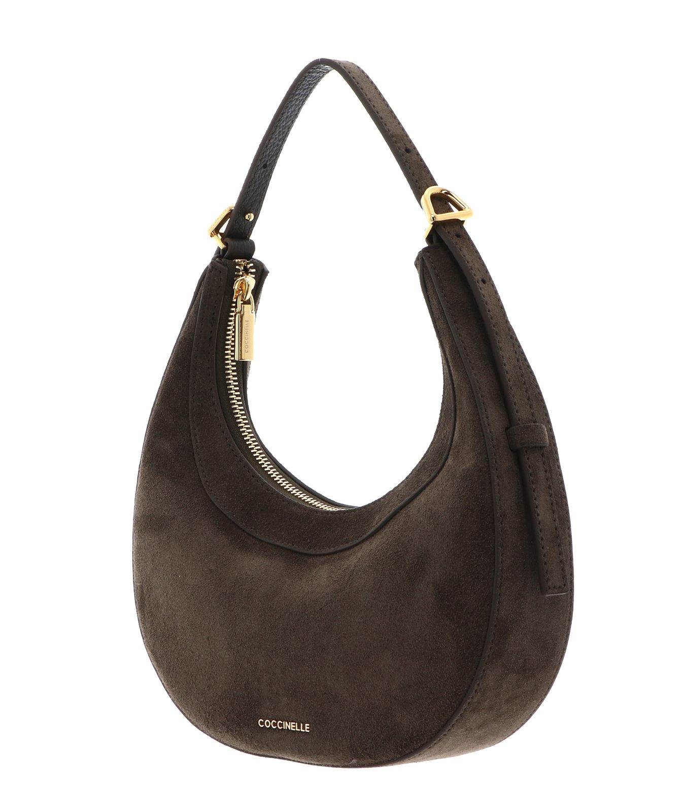 COCCINELLE Whisper Mini Bag Suede Leather / Grained Leather Fango COCCINELLE Whisper Mini Bag Suede Leather / Grained Leather Fango