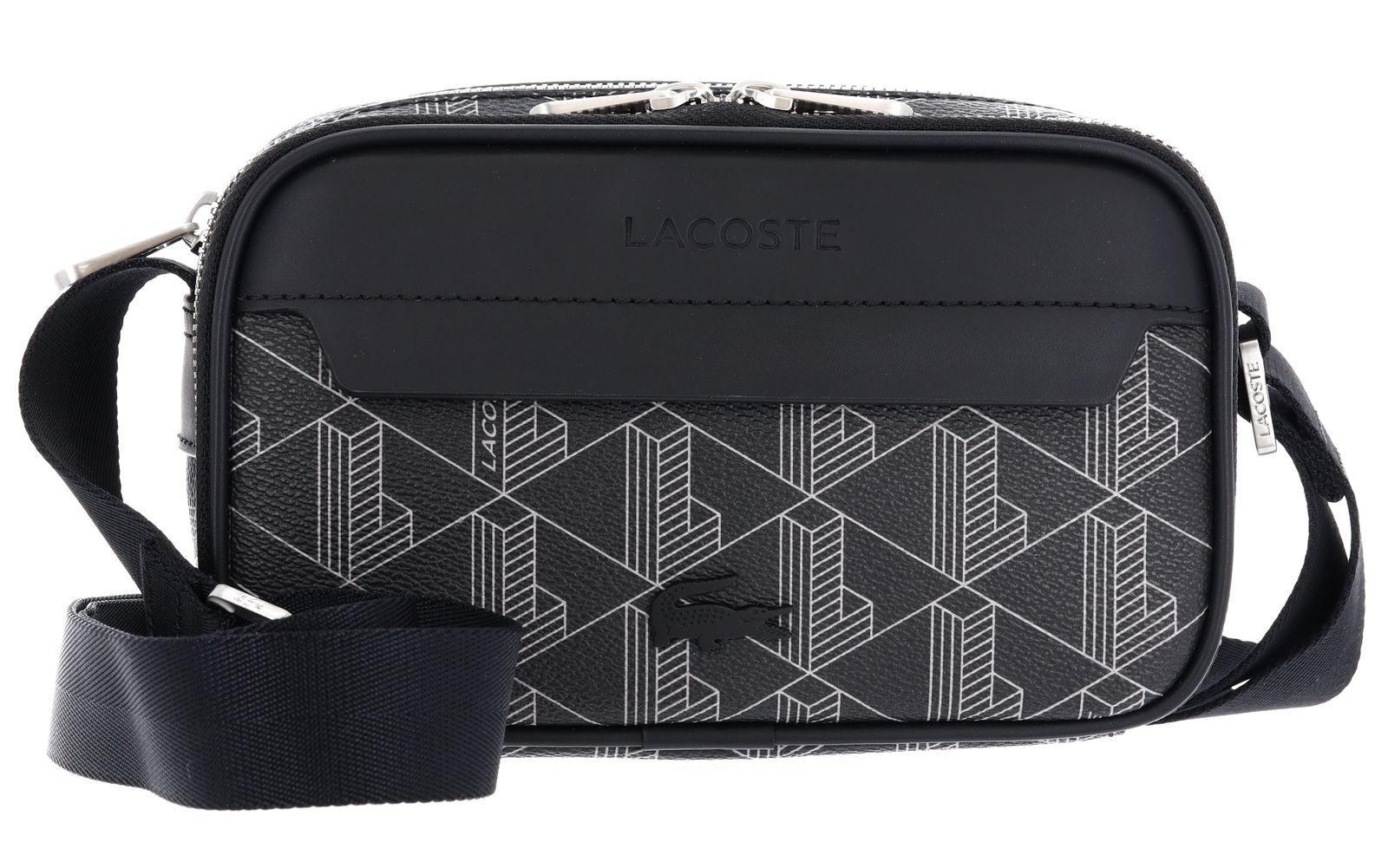 LACOSTE The Blend Reporter Bag Monogram Noir Gris