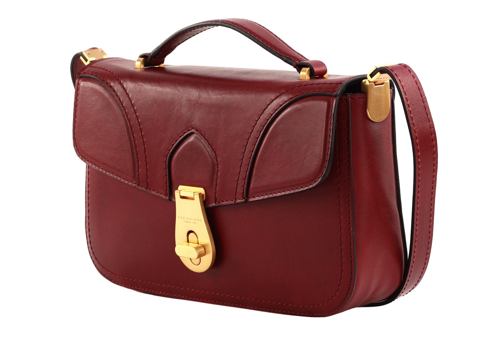 THE BRIDGE Mia Top Handle Bag Wine Red / Oro THE BRIDGE Mia Top Handle Bag Wine Red / Oro