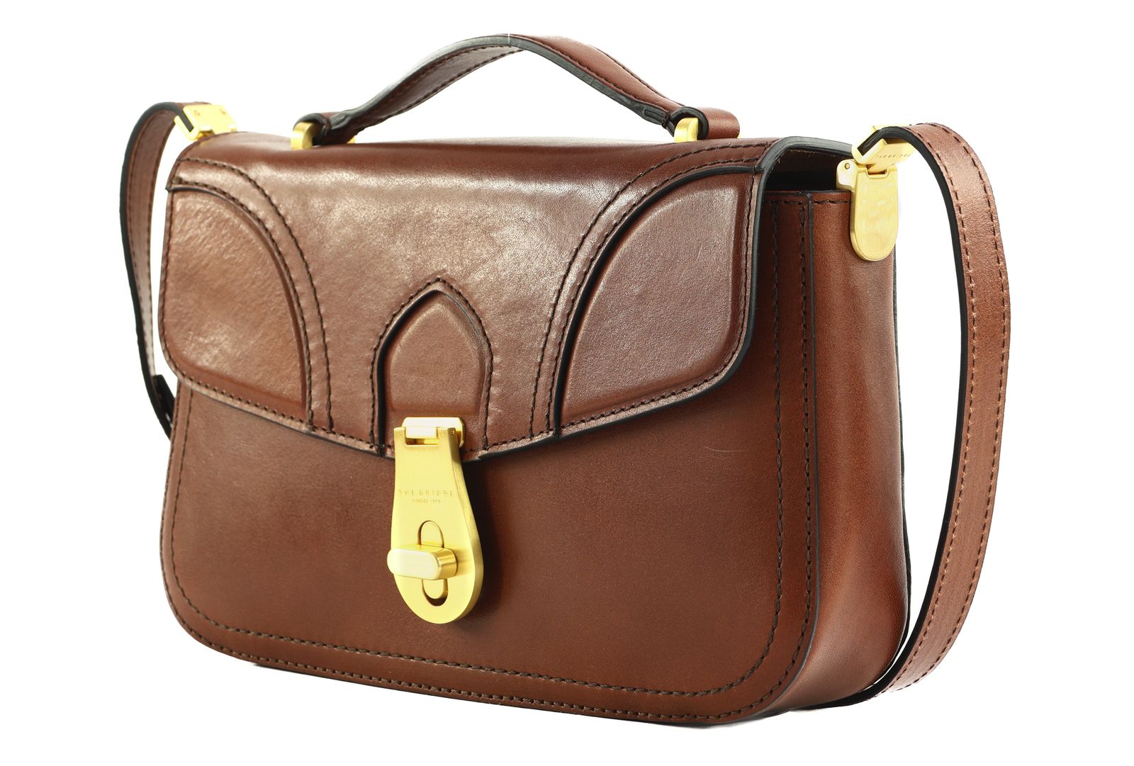 THE BRIDGE Mia Top Handle Bag Marrone 14 / Oro THE BRIDGE Mia Top Handle Bag Marrone 14 / Oro