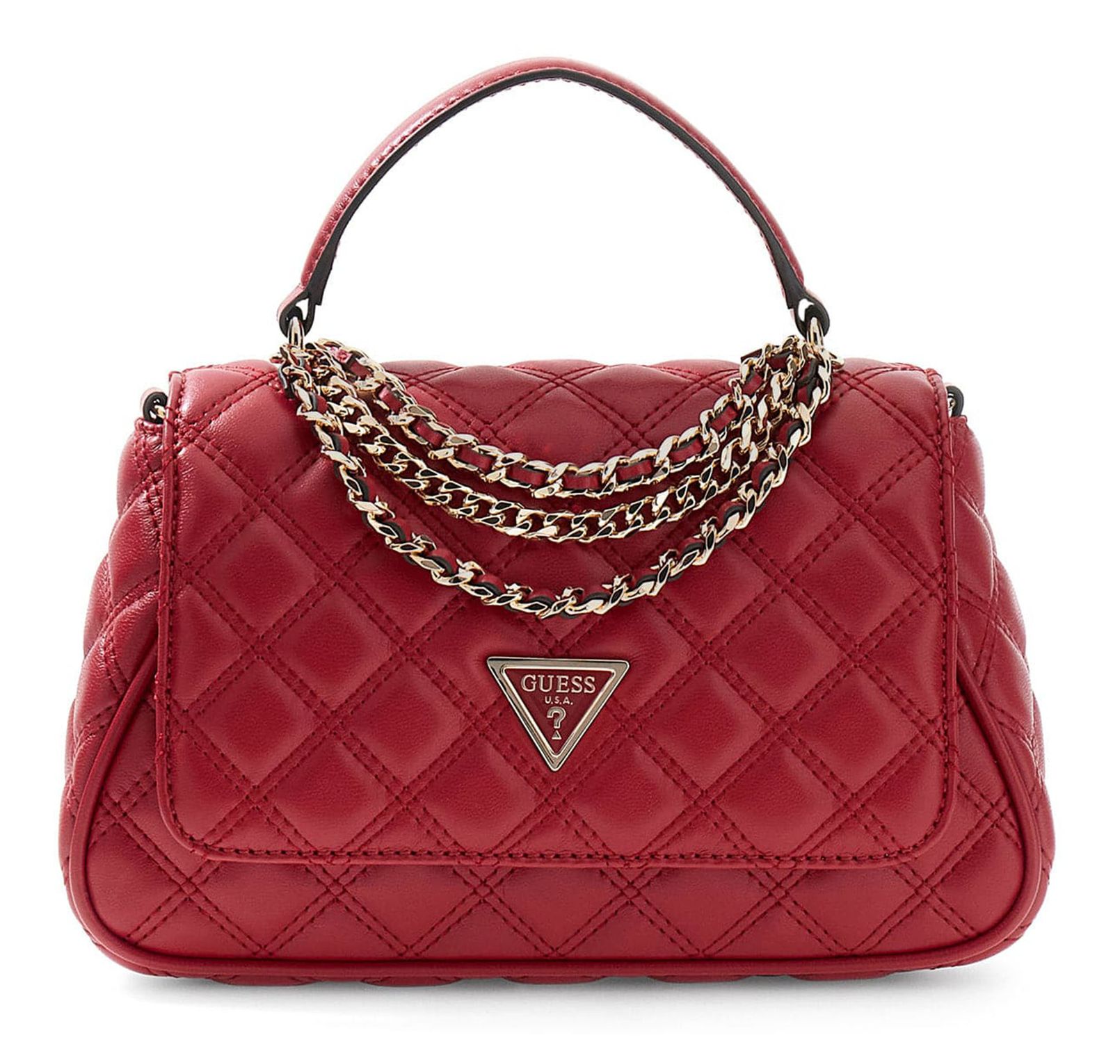 GUESS Giully II Top Handle Flap Bag Dark Cherry GUESS Giully II Top Handle Flap Bag Dark Cherry
