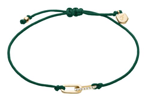 FOSSIL Sutton Mini Moments Pavé Link Bracelet Green Gold-Tone