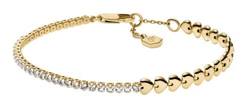 FOSSIL Sutton Love-All Heart Link Tennis Bracelet Gold-Tone FOSSIL Sutton Love-All Heart Link Tennis Bracelet Gold-Tone