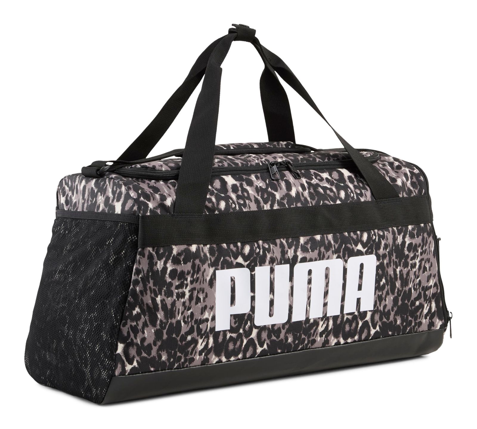 PUMA Challenger AOP Sports Bag S Mouse Gray-Buttercream-Leopard AOP