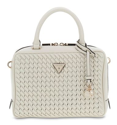 GUESS Kora Box Satchel Cream White