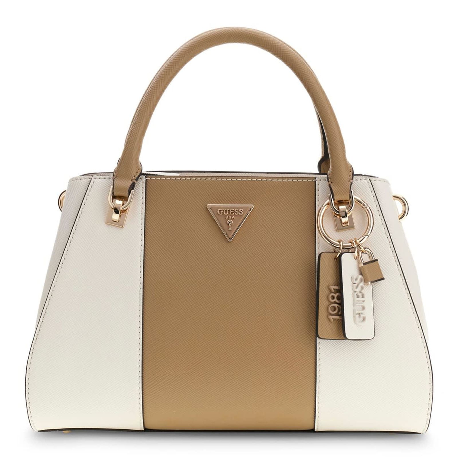 GUESS Noelle II Luxury Satchel Cream White / Beige GUESS Noelle II Luxury Satchel Cream White / Beige