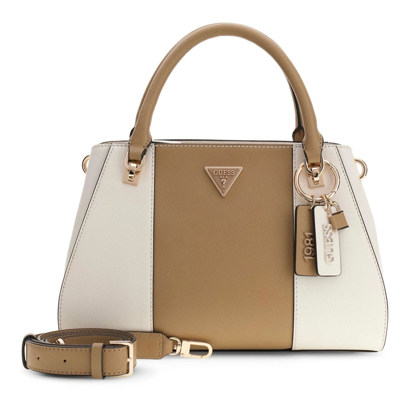 GUESS Noelle II Luxury Satchel Cream White / Beige