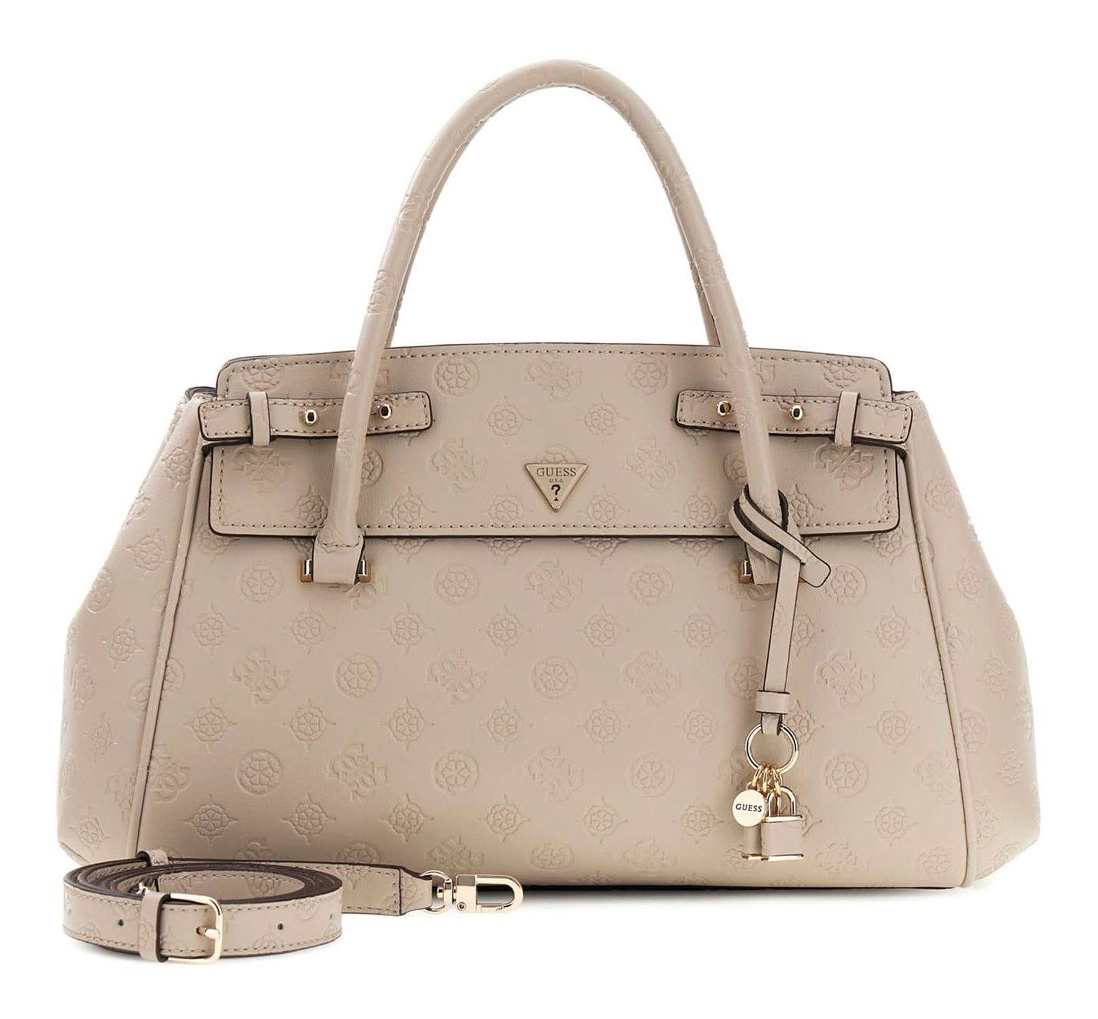 GUESS Diana 3 Compartment Satchel Light Taupe Logo