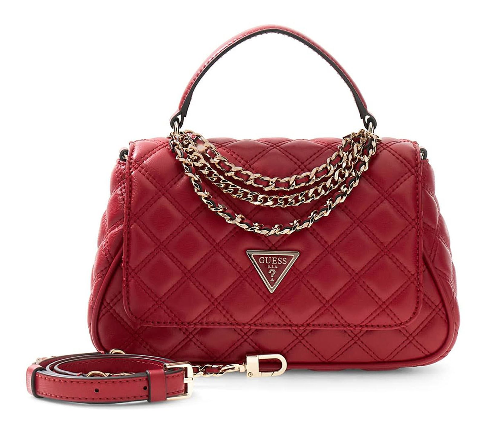GUESS Giully II Top Handle Flap Bag Dark Cherry