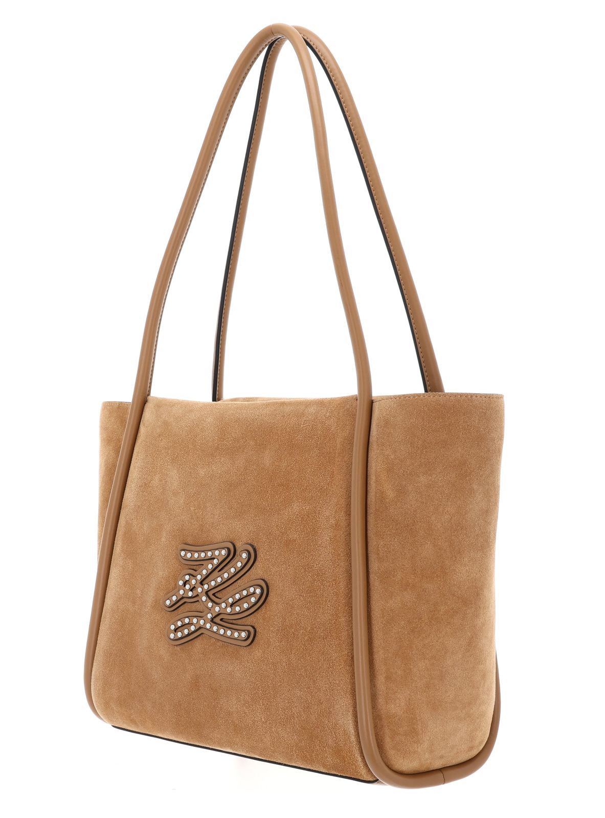 KARL LAGERFELD Le Ballet K / Autograph Patch Tote Suede M Caramel KARL LAGERFELD Le Ballet K / Autograph Patch Tote Suede M Caramel