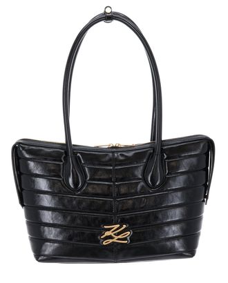 KARL LAGERFELD Le Ballet K / Autograph Quilt Wrinkled Top Handle M Black - Vibration Gold KARL LAGERFELD Le Ballet K / Autograph Quilt Wrinkled Top Handle M Black - Vibration Gold
