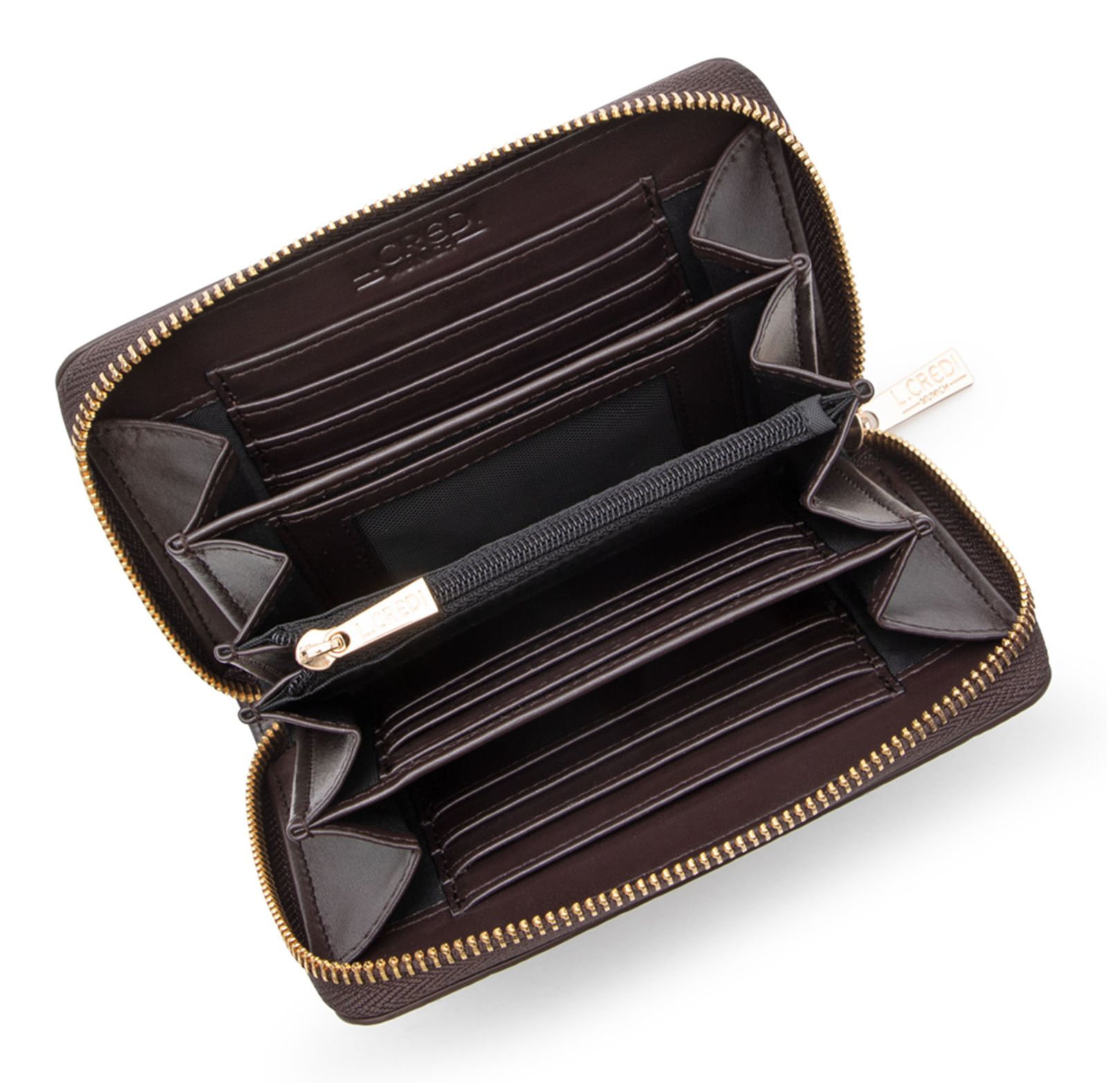 L.CREDI Perla Zip Around Wallet S Chocolate L.CREDI Perla Zip Around Wallet S Chocolate
