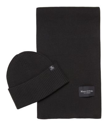 Marc O'Polo Knitted Hat And Scarf Set Broken Graphite