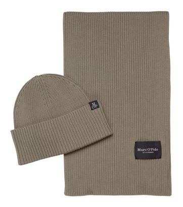 Marc O'Polo Knitted Hat And Scarf Set Driftwood Haze