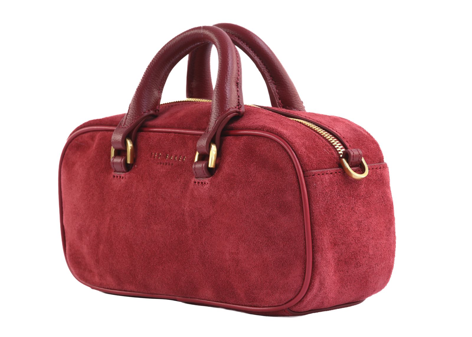 Ted Baker Shayia Elongated Suede Boxy Top Handle Bag Dk - Red Ted Baker Shayia Elongated Suede Boxy Top Handle Bag Dk - Red