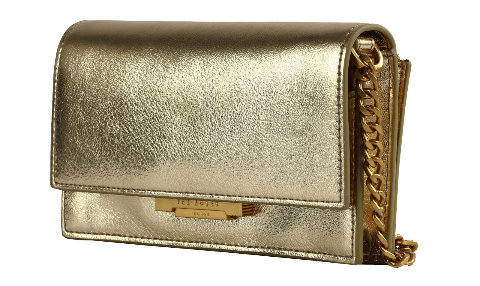 Ted Baker Mahiria Lock Detail Purse on a Chain Gold - Col Ted Baker Mahiria Lock Detail Purse on a Chain Gold - Col