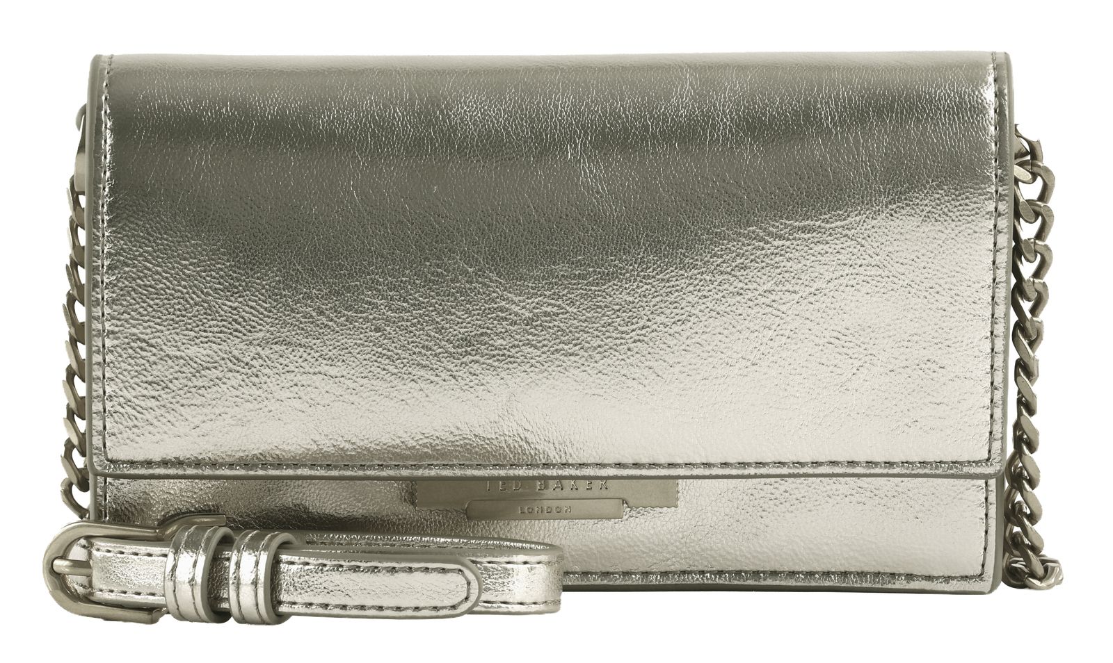 Ted Baker Mahiria Lock Detail Purse on a Chain Silver-Col