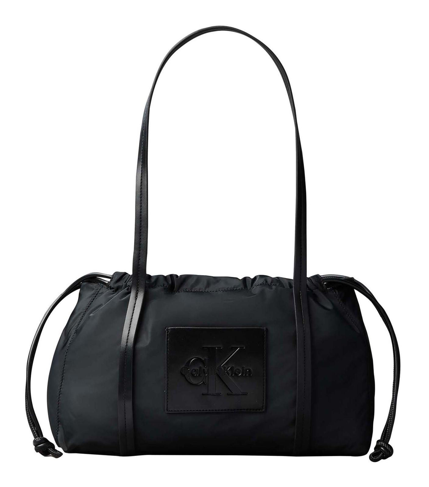 Calvin Klein Nylon Drawstring Satchel Bag Black