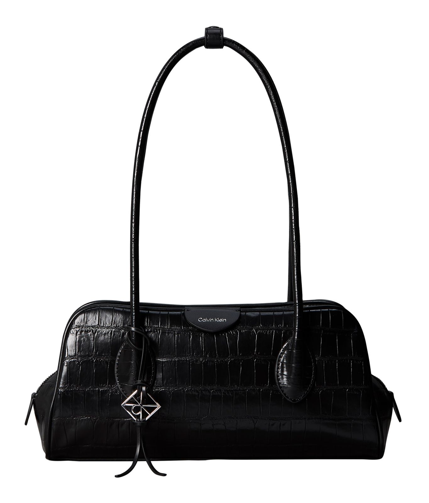 Calvin Klein Emblem Trio Croco Shoulder Bag Black