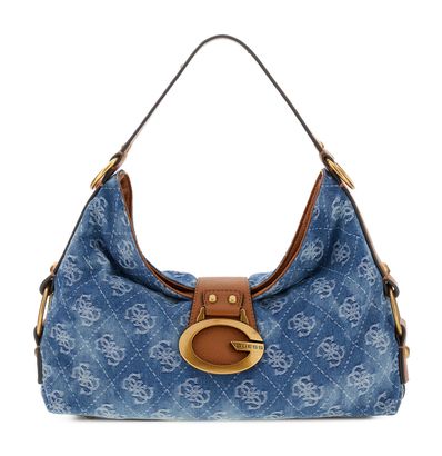 GUESS Camden Top Zip Shoulder Bag Denim Logo GUESS Camden Top Zip Shoulder Bag Denim Logo