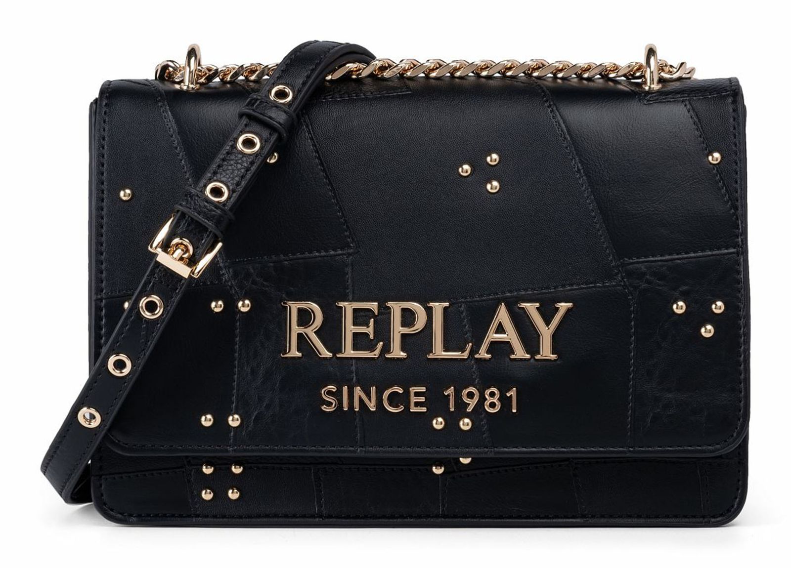 REPLAY Crossbody Bag Black + Gold