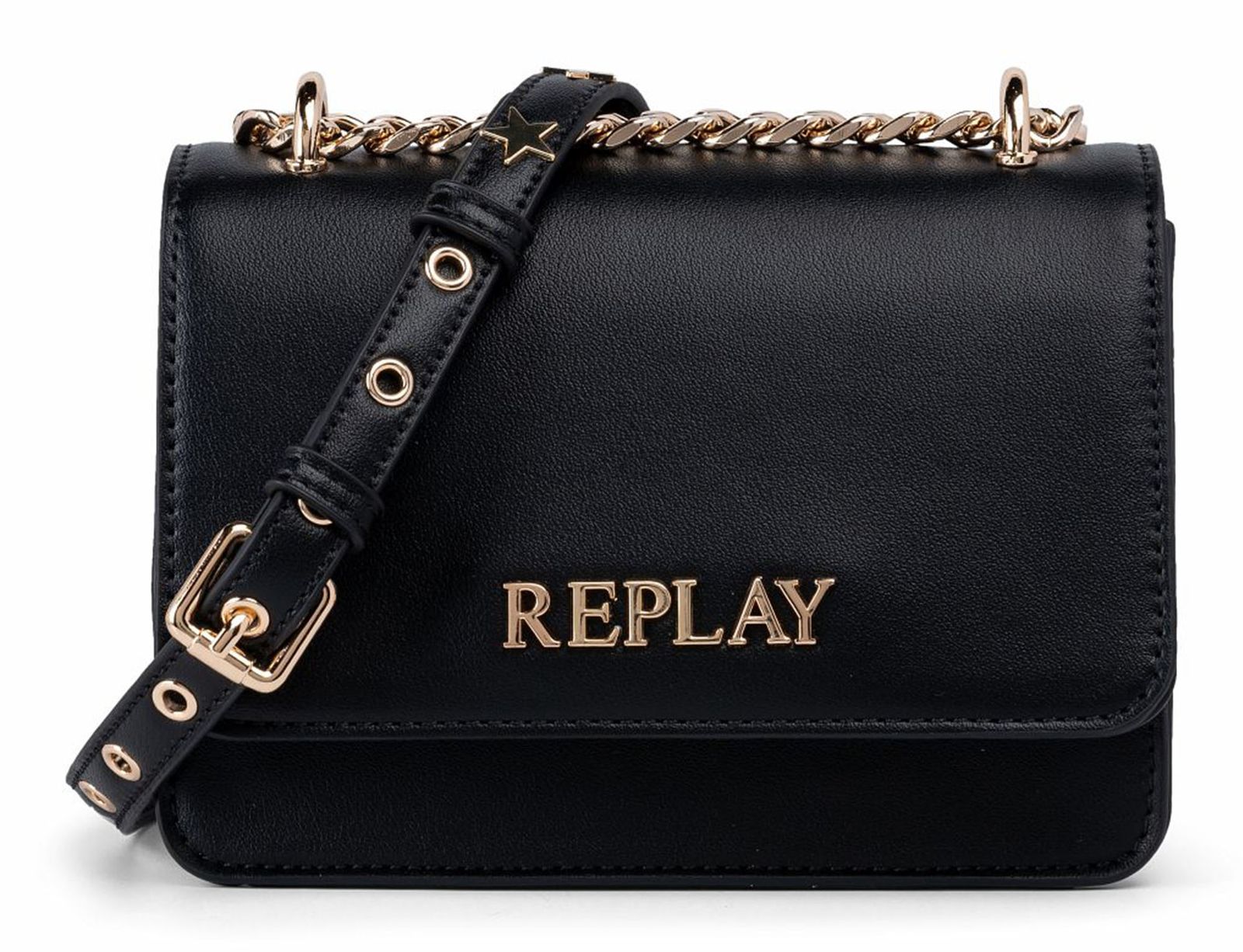 REPLAY Crossbody Bag Black + Gold REPLAY Crossbody Bag Black + Gold